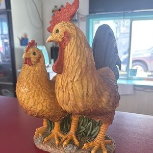 Decorative Rooster and Hen Figurine